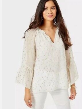 Lilly Pulitzer Matilda blouse With Metallic Thread
